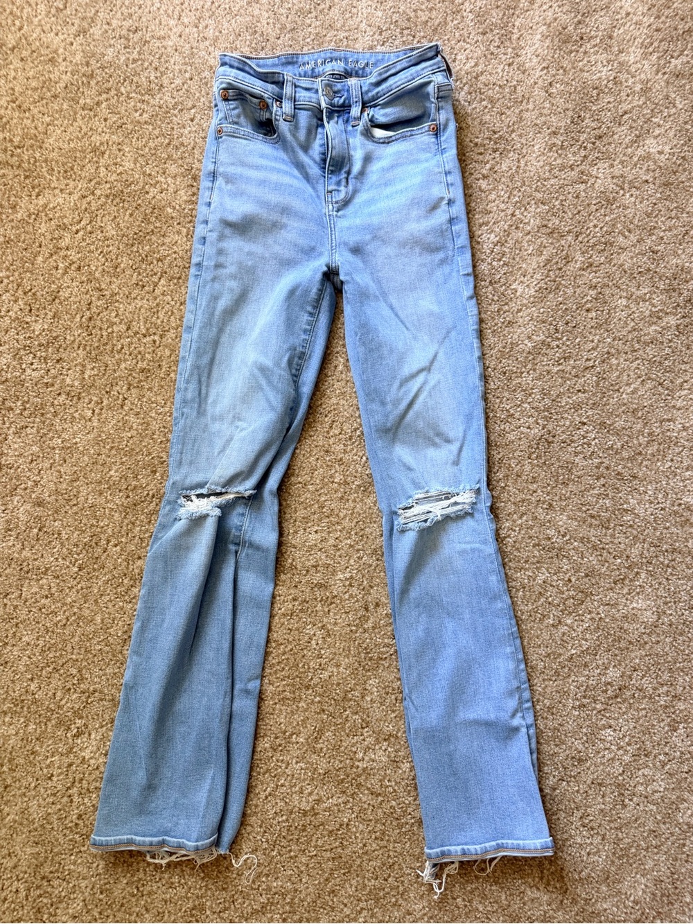 American Eagle Outfitters Light Blue Distressed Flare Jeans